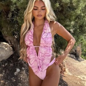 Strawberries & Cream lace Drape Top Bikini set
