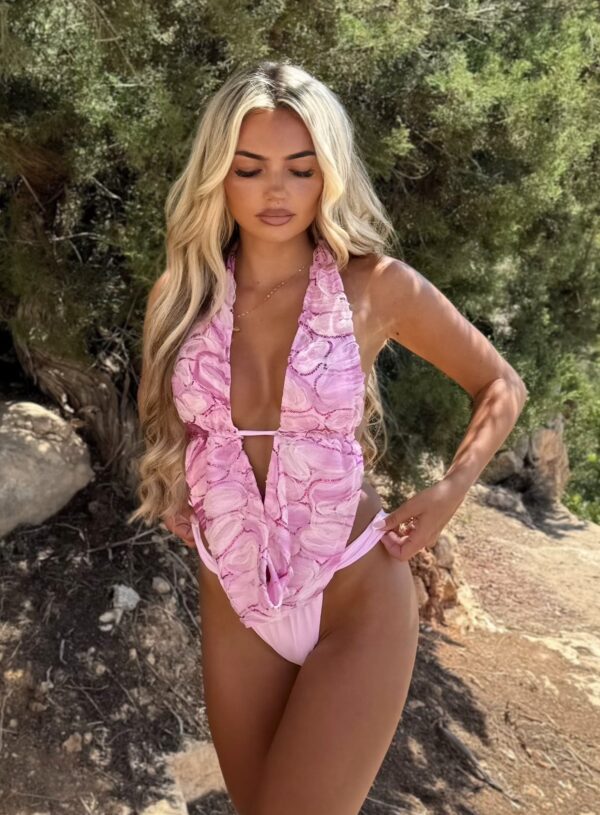 Strawberries & Cream lace Drape Top Bikini set